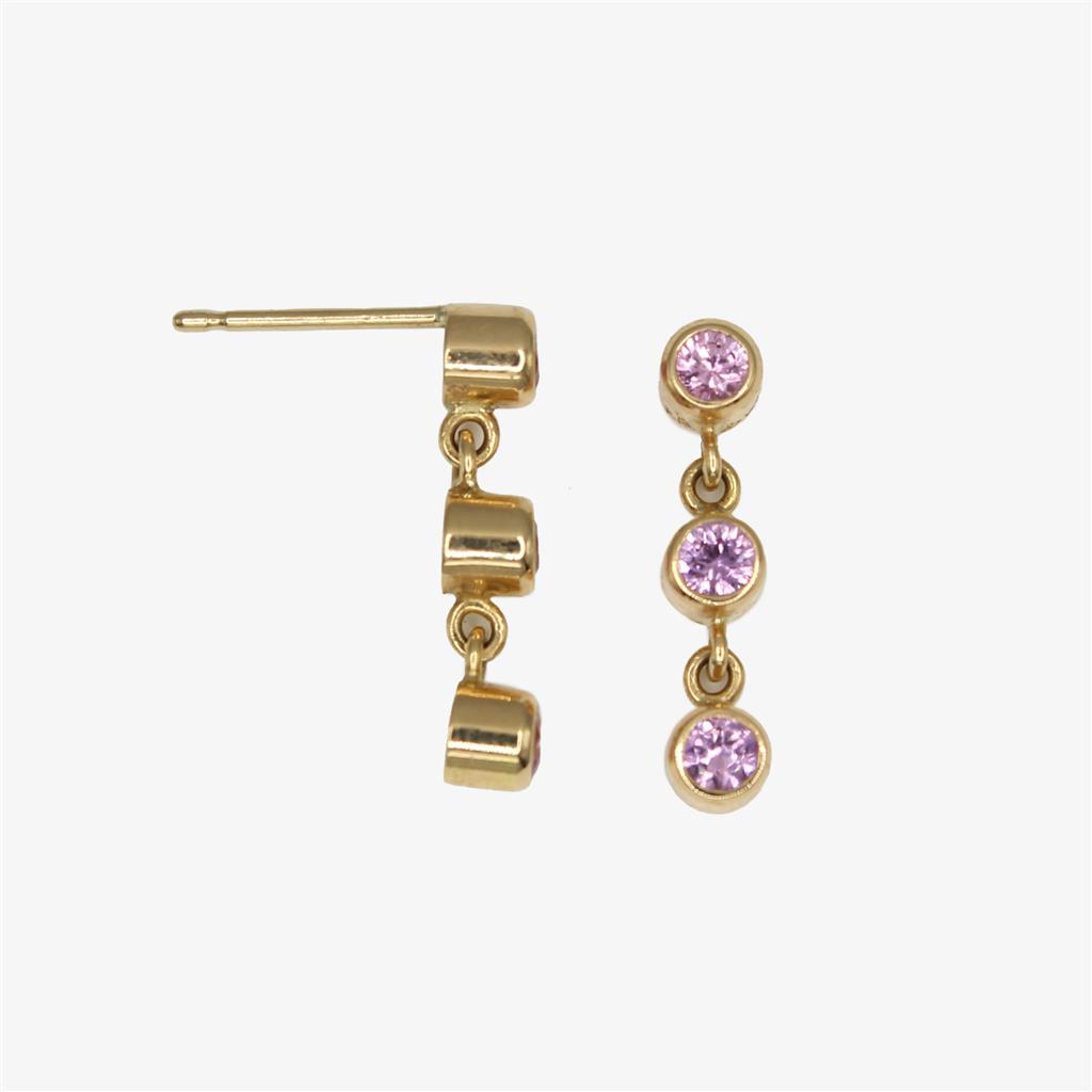 Meadow Triple Pink Sapphire Earrings in 20K Peach Gold Reinstein Ross Goldsmiths