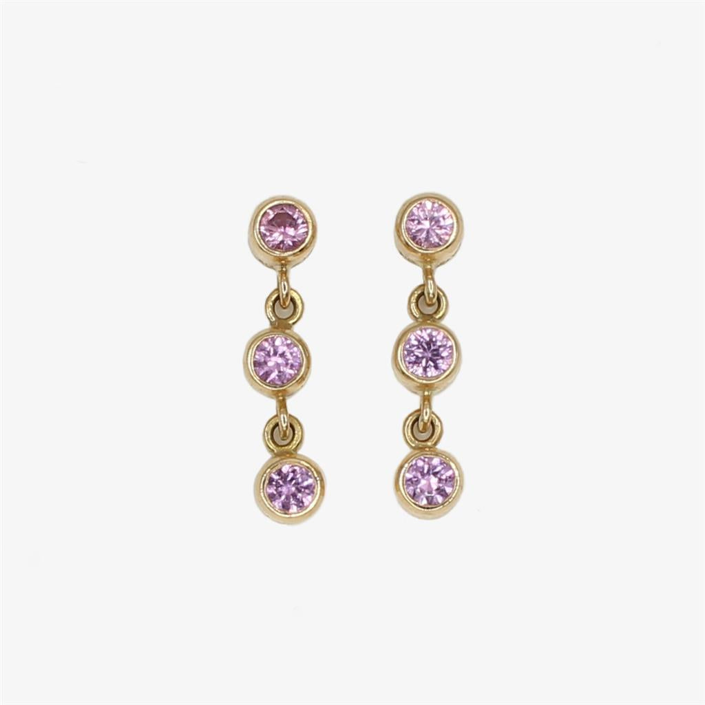 Meadow Triple Pink Sapphire Earrings in 20K Peach Gold Reinstein Ross Goldsmiths