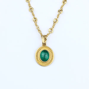 Salome "Olympia" Oval Emerald Cabochon Pendant in 22K Nectar Gold Reinstein Ross Goldsmiths