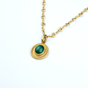 Salome "Olympia" Oval Emerald Cabochon Pendant in 22K Nectar Gold Reinstein Ross Goldsmiths