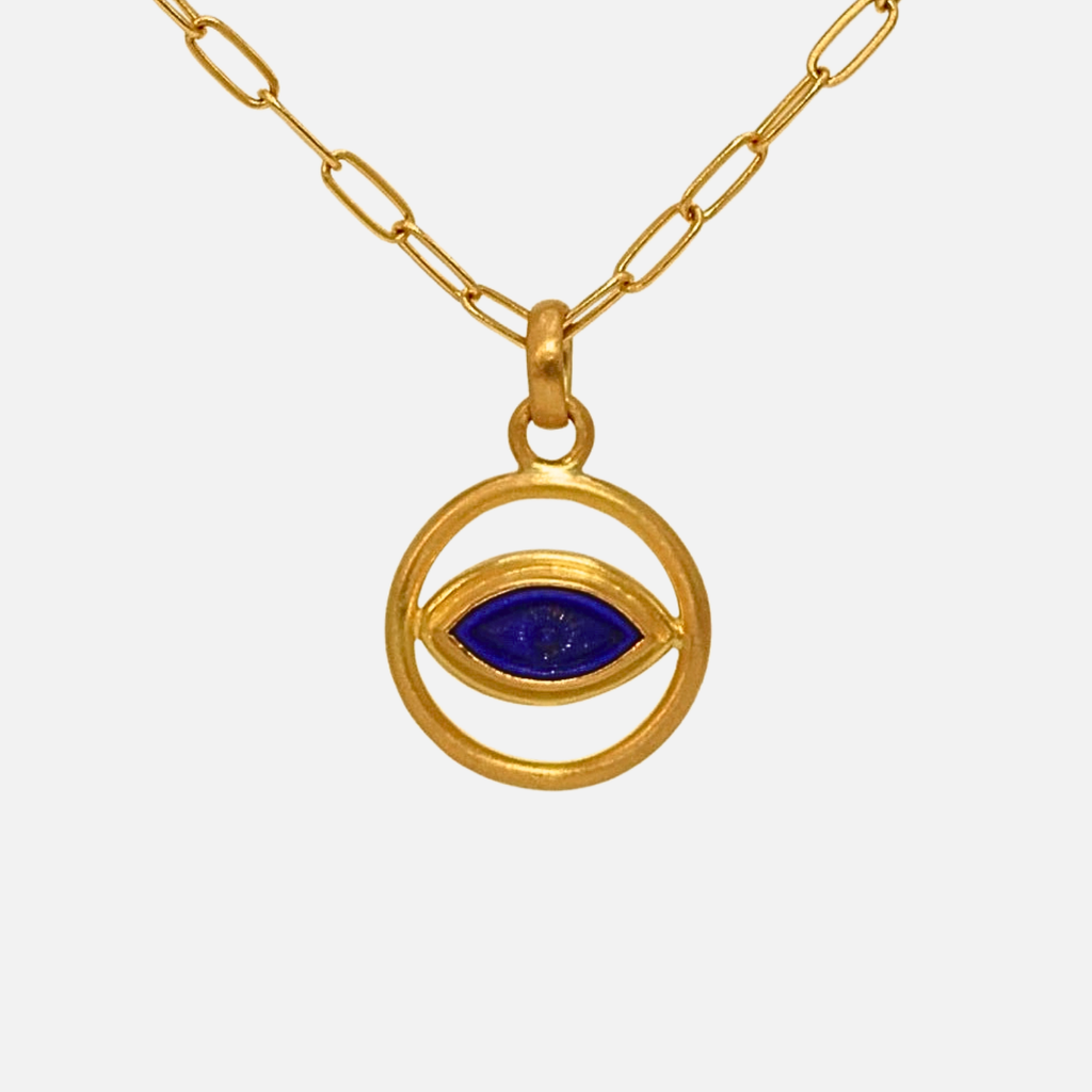 Sonoma Lapis "Evil Eye" Pendant in 20K Peach Gold Reinstein Ross Goldsmiths