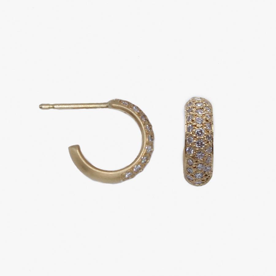 Half Round Pave Diamond Hoop in 20K Peach Gold- 4mm