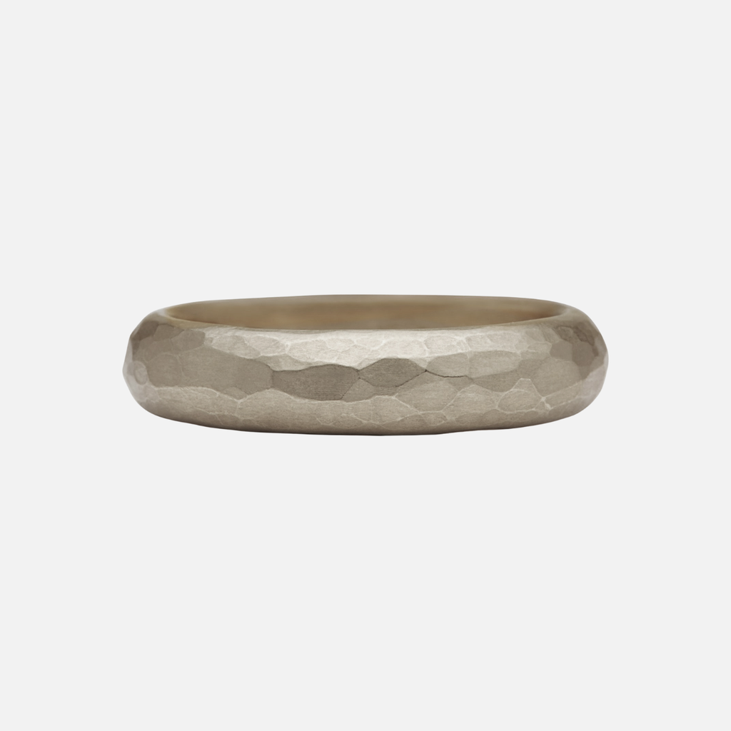 Half Round Hammered Band in 18K Alpine Gold- 5mm Reinstein Ross Goldsmiths