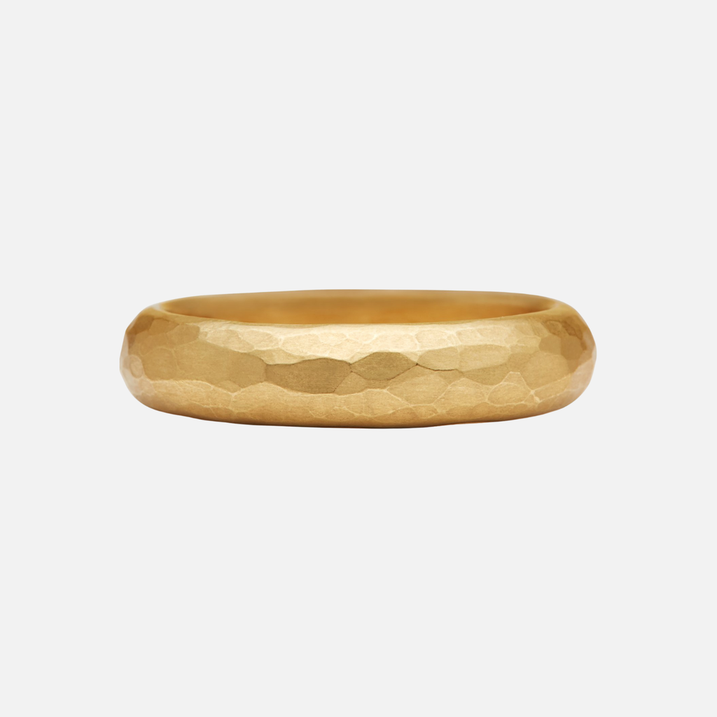 Half Round Hammered Band in 20K Peach Gold- 5mm