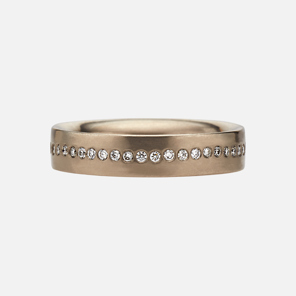 Half Moon "Meridian" Diamond Band in 18K Alpine Gold- 4mm Reinstein Ross Goldsmiths