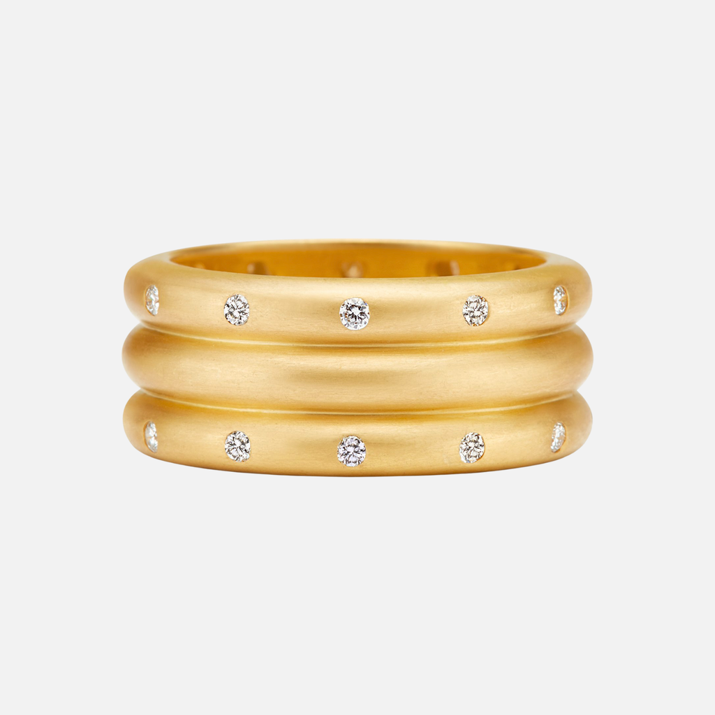 Half Round "Julia" Diamond Band in 20K Peach Gold- 9mm Reinstein Ross Goldsmiths