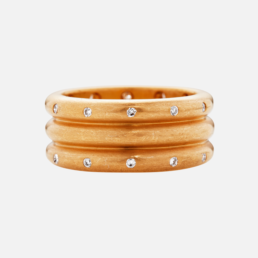 Half Round "Julia" Diamond Band in 22K Apricot Gold- 9mm Reinstein Ross Goldsmiths
