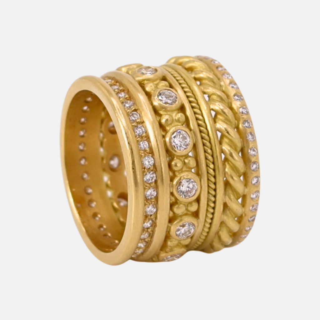 Hitched Quintet Diamond Band in 20K Peach Gold