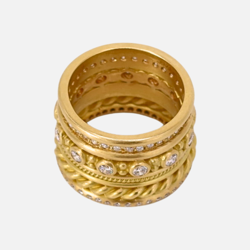 Hitched Quintet Diamond Band in 20K Peach Gold