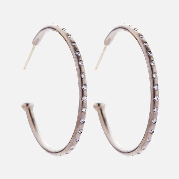 Classic Extra Large Diamond Hoops in 18K Alpine Gold