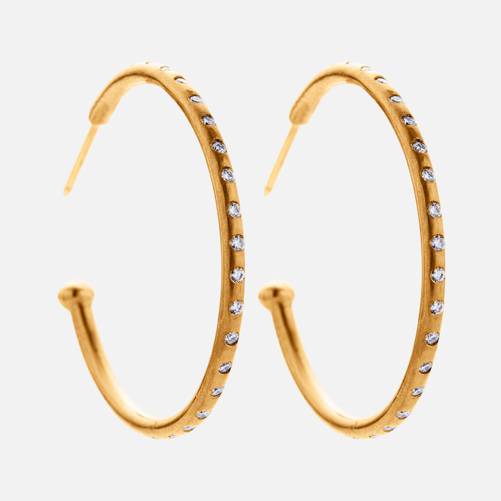 Hoopstock Extra Large Diamond Hoops in 20K Peach Gold