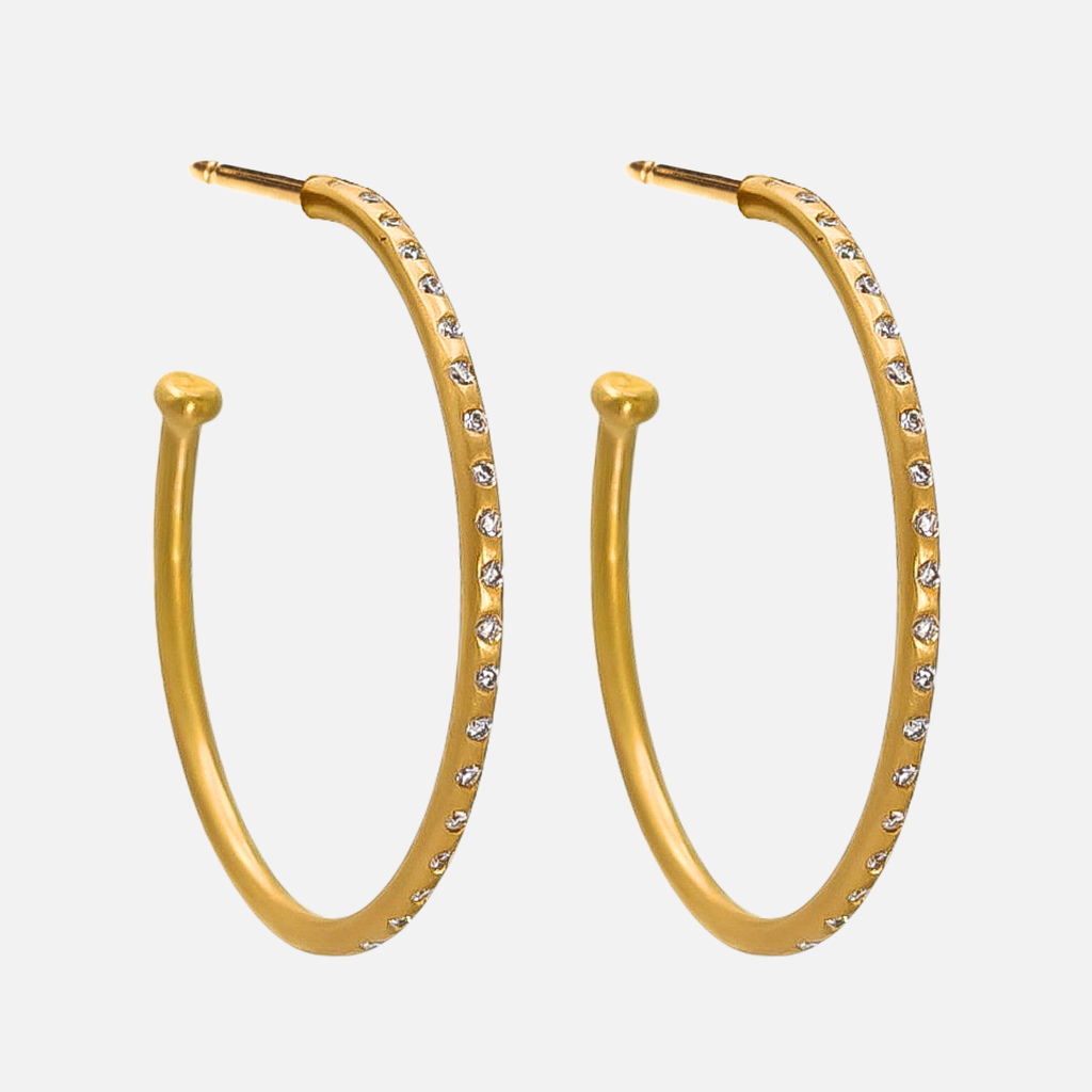 Hoopstock Extra Large Oval Diamond Hoops in 20K Peach Gold