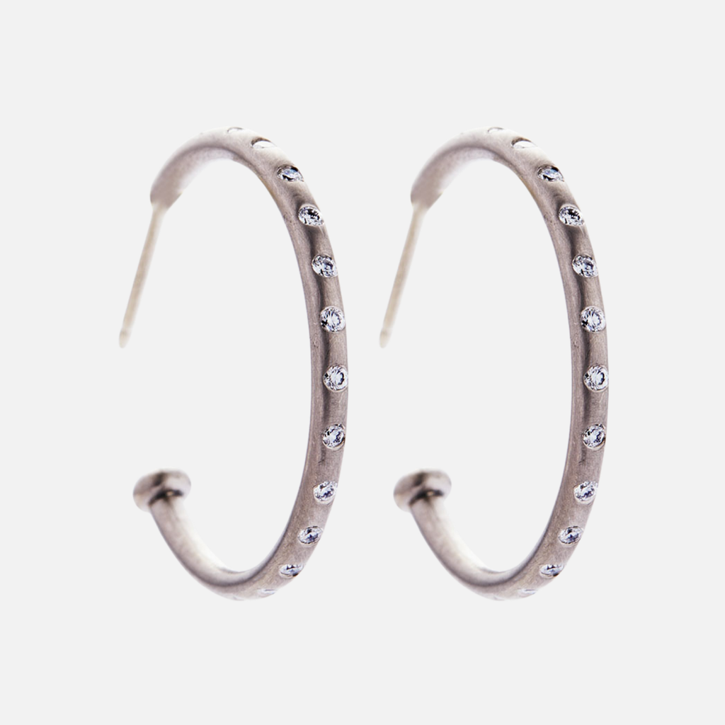 Hoopstock Large Diamond Hoops in 18K Alpine Gold Reinstein Ross Goldsmiths