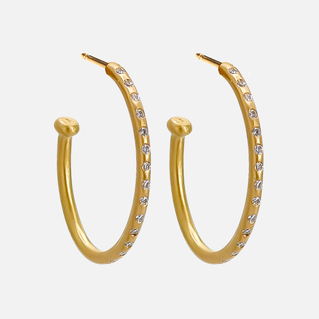 Hoopstock Large Oval Diamond Hoops in 20K Peach Gold