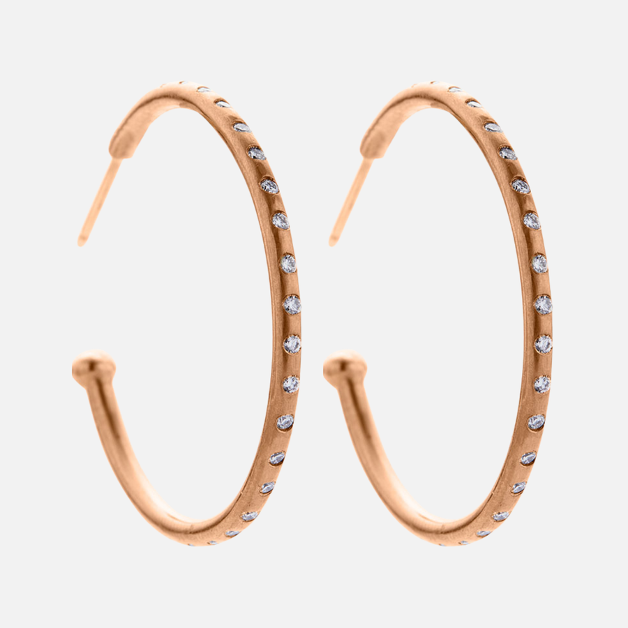 Hoopstock Extra Large Diamond Hoops in 22K Apricot Gold Reinstein Ross Goldsmiths