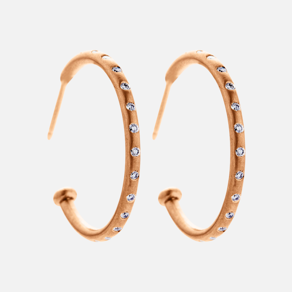 Classic Large Diamond Hoops in 22K Apricot Gold