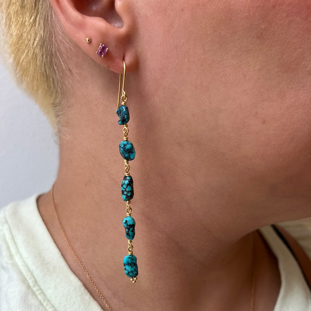 Tania "Waterfall" Turquoise in 20K Peach Gold Reinstein Ross Goldsmiths