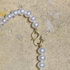 Dyan Strand White Pearl Necklace in 20K Peach Gold- 20" Reinstein Ross Goldsmiths