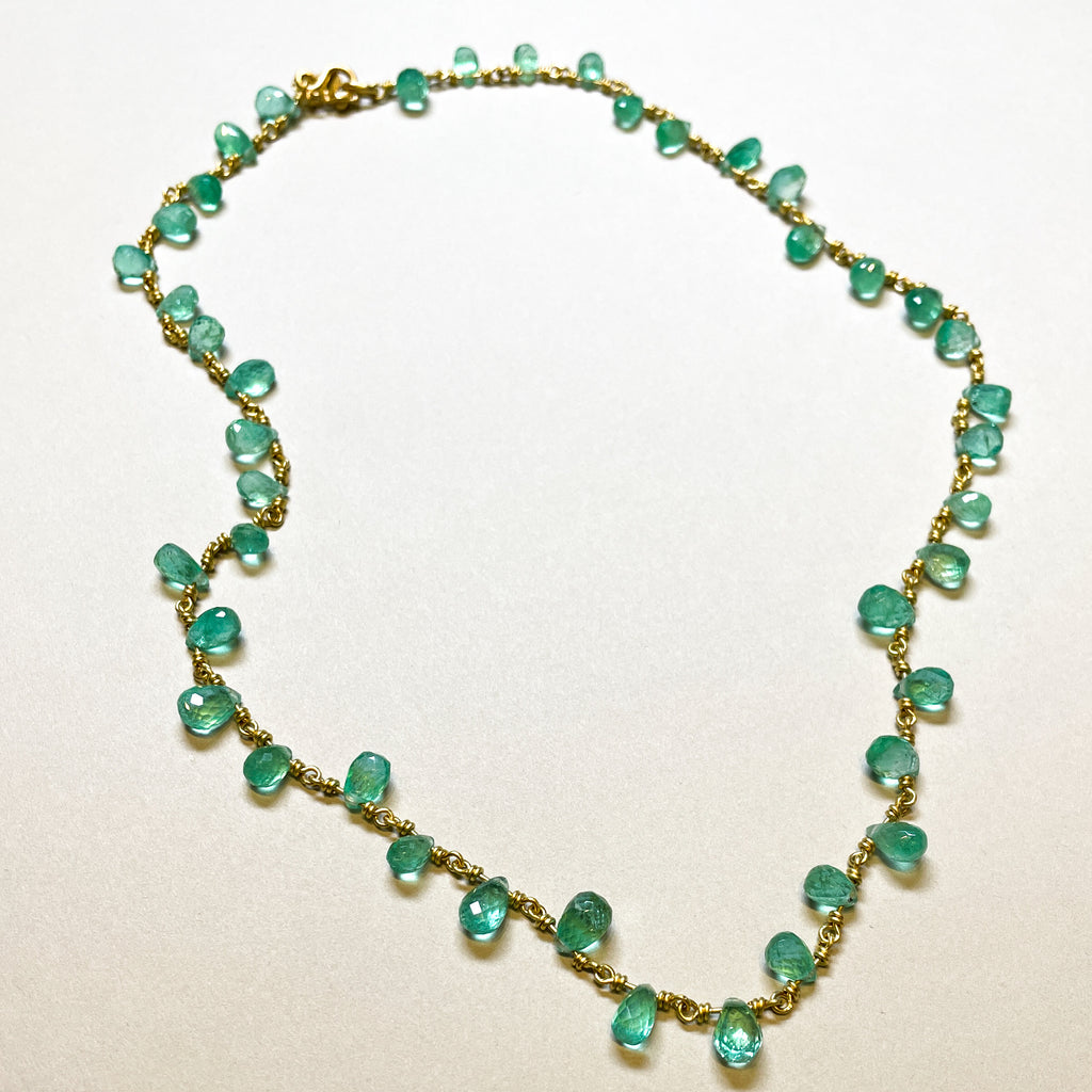 Isabella Emerald Briolette Necklace in 20K Peach Gold- 18" Reinstein Ross Goldsmiths
