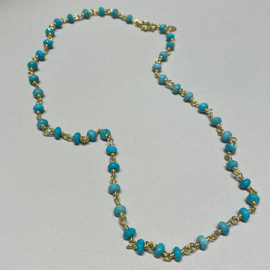 Isabella Turquoise Necklace in 20K Peach Gold- 18" Reinstein Ross Goldsmiths