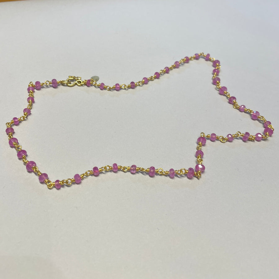 Isabella "Classic" Pink Sapphire Necklace in 20K Peach Gold- 18" Reinstein Ross Goldsmiths