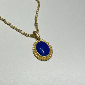 Salome Classic Oval Lapis Pendant in 20K Peach Gold Reinstein Ross Goldsmiths