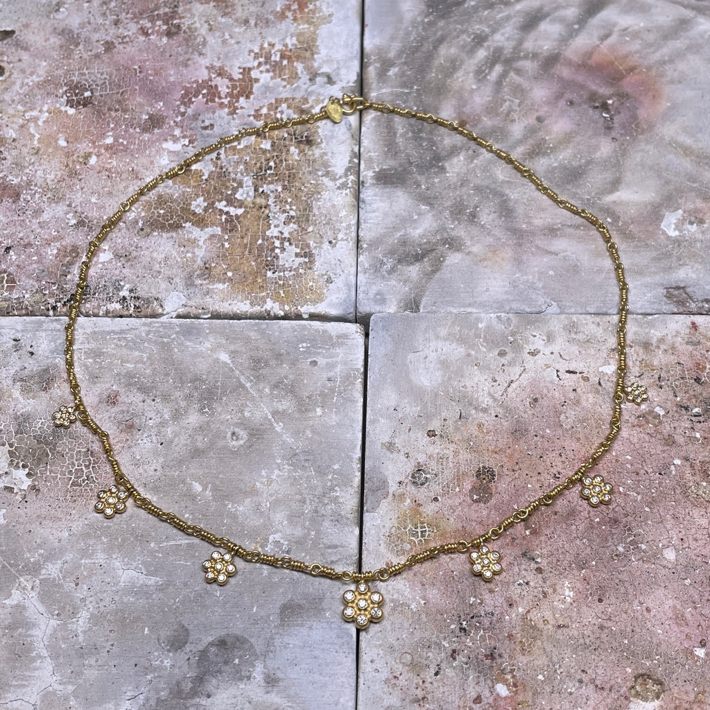 Snowdrop Seven "Isabella" Necklace in 20K Peach Gold