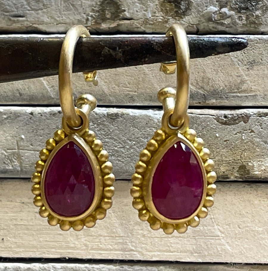 Salome Classic Ruby Drops  in 20K Peach Gold Reinstein Ross Goldsmiths