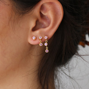 Meadow Single Pink Sapphire Studs in 20K Peach Gold Reinstein Ross Goldsmiths