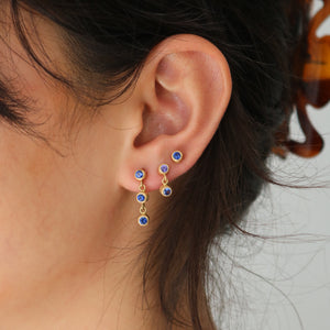 Meadow Triple Large Blue Sapphire Earrings in 20K Peach Gold Reinstein Ross Goldsmiths