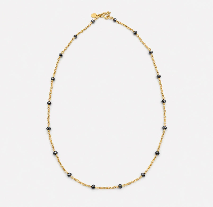 Isabella Spaced Out Black Diamond Necklace in 20K Peach Gold- 18