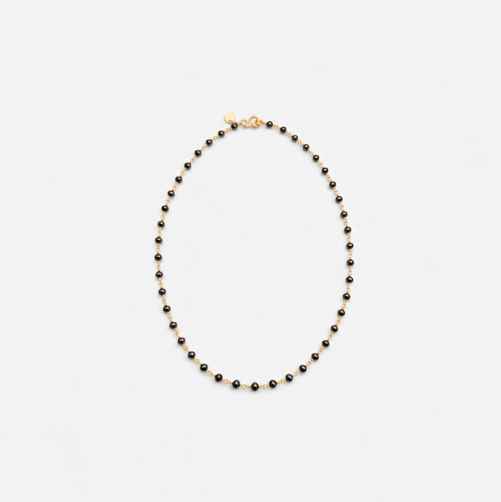 Isabella "Classic" Black Diamond Necklace in 20K Peach Gold- 16"