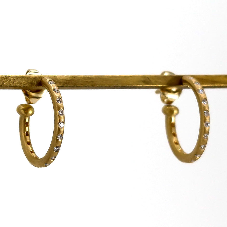 Classic Regular Oval Diamond Hoops in 20K Peach Gold