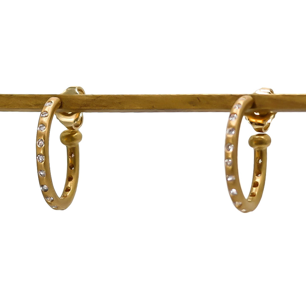 Classic Regular Oval Diamond Hoops in 20K Peach Gold