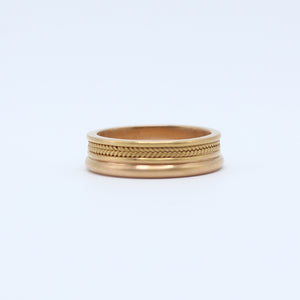 Hitched Braid Double Row and Half Moon Band in 22K Apricot Gold- 6mm Reinstein Ross Goldsmiths