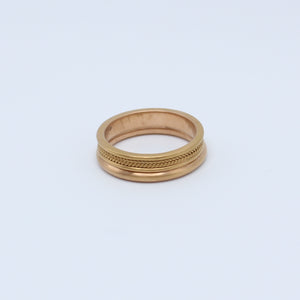 Hitched Braid Double Row and Half Moon Band in 22K Apricot Gold- 6mm Reinstein Ross Goldsmiths