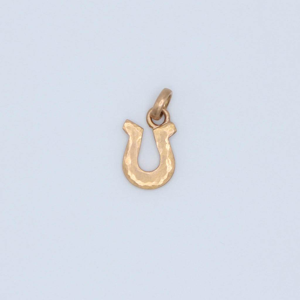Sonoma Hammered Small Horseshoe Up Pendant in 22K Apricot Gold Reinstein Ross Goldsmiths