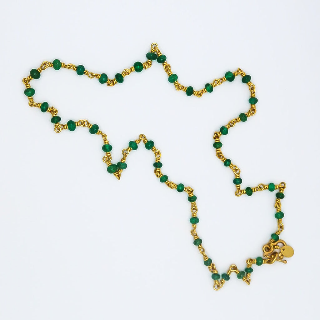 Isabella "Classic" Cabochon Emerald Necklace in 20K Peach Gold- 18"