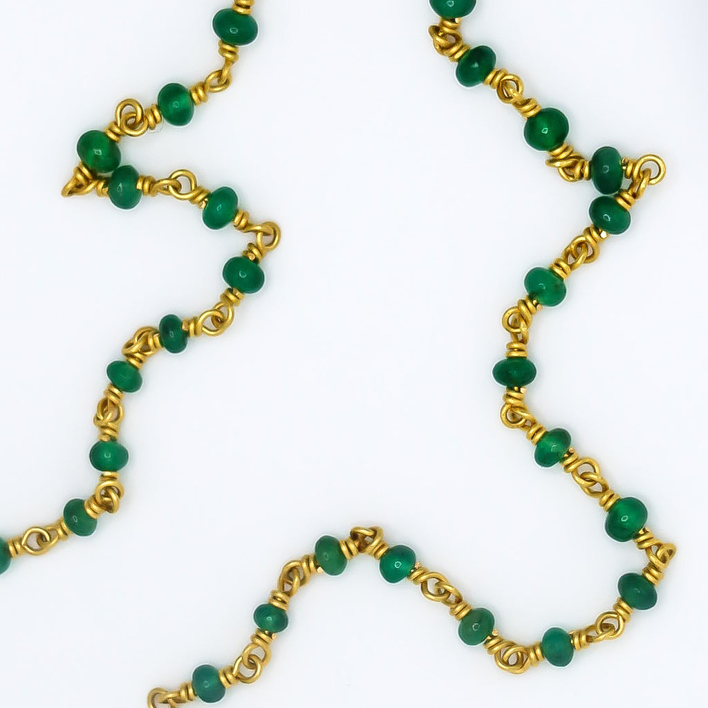 Isabella "Classic" Cabochon Emerald Necklace in 20K Peach Gold- 18"