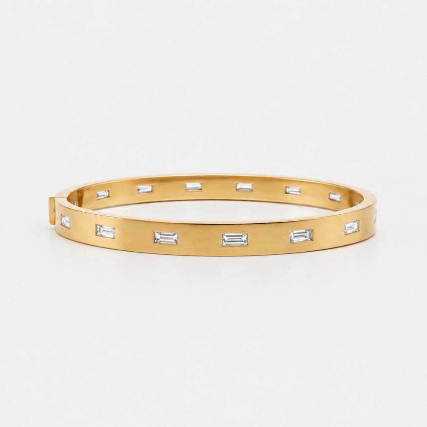 Astor Diamond Baguette Hinge Bangle in 20K Yellow Gold