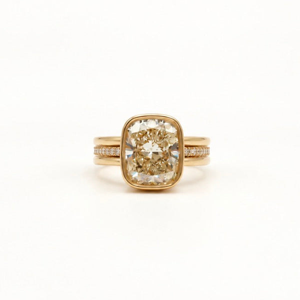 Charis Cushion-Cut with Channel-Set Diamond Ring in 18K Yellow Gold