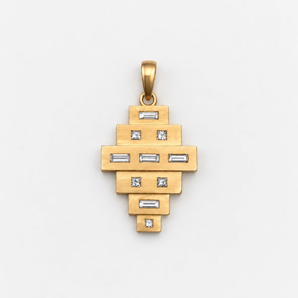 Astor Diamond Baguette Park Pendant in 18K Yellow Gold