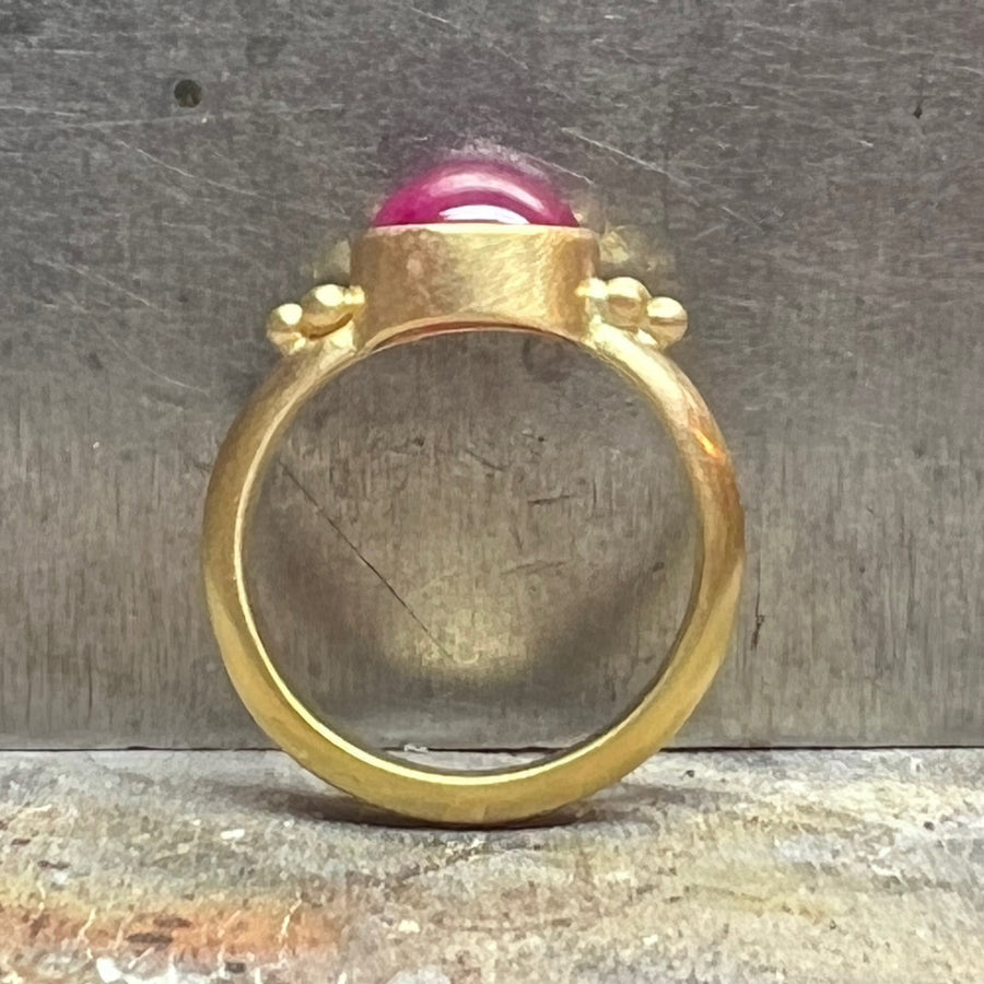 Tania Oval Cabachon Ruby Ring in 20K Peach Gold Reinstein Ross Goldsmiths