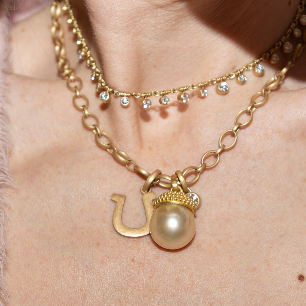 Sonoma Granule Large Golden Pearl Pendant set in 20K Peach Gold Reinstein Ross Goldsmiths