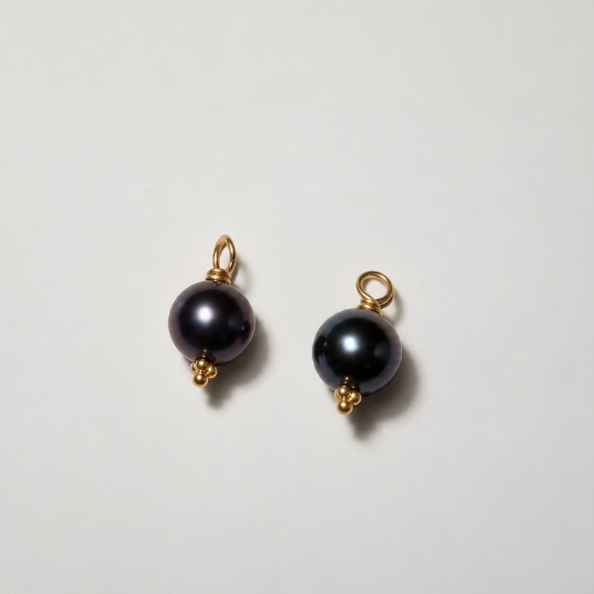 Tania Iridescent Blue Freshwater Pearl Drops in 20K Peach Gold