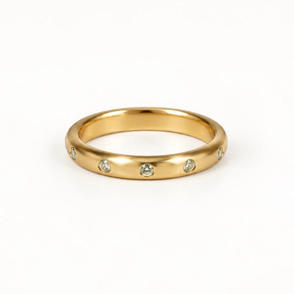 Round Evenly Spaced Green Sapphire 18K Yellow Gold- 3mm