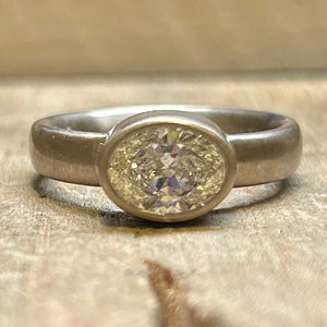 Sonoma Oval Diamond Ring in 18K Alpine Gold Reinstein Ross Goldsmiths