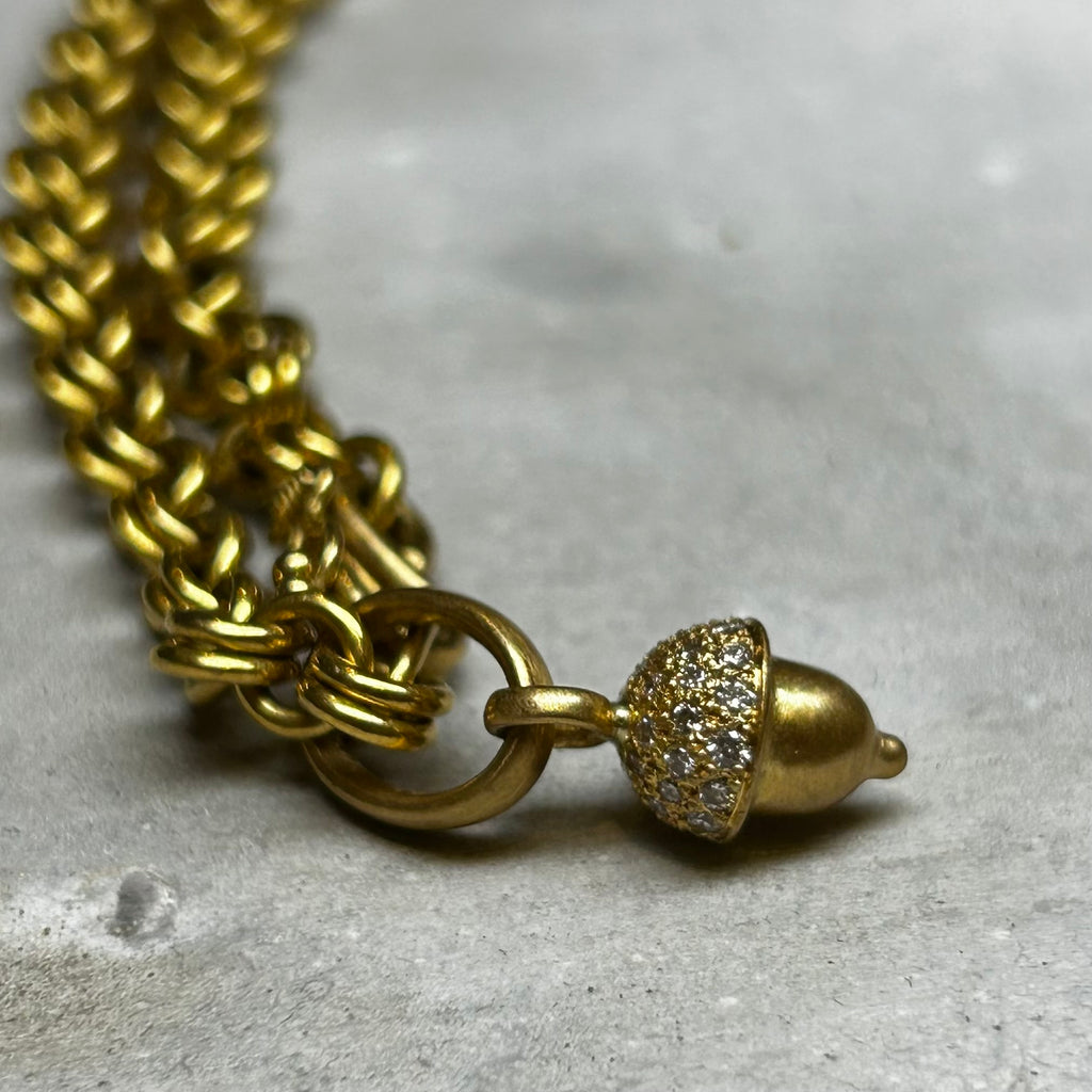 Sonoma Acorn Small Diamond Pendant in 20K Peach Gold Reinstein Ross Goldsmiths