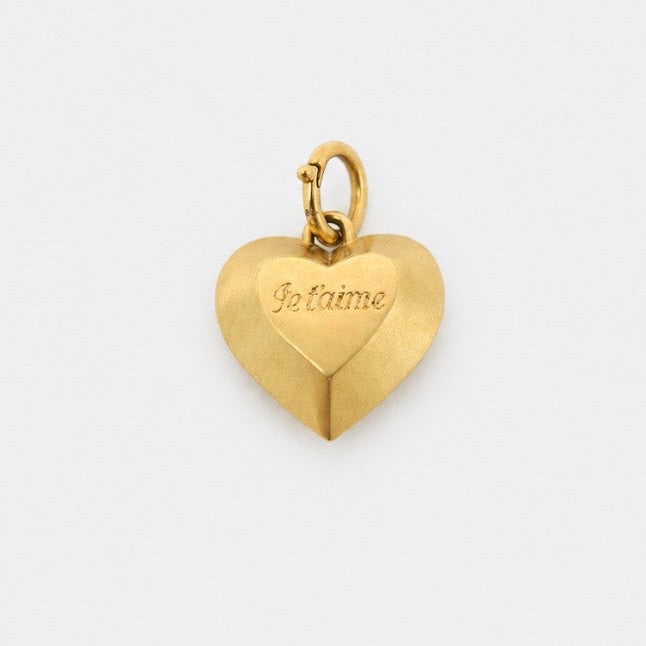 Duomo Je'taime Heart Pendant in 18K Yellow Gold