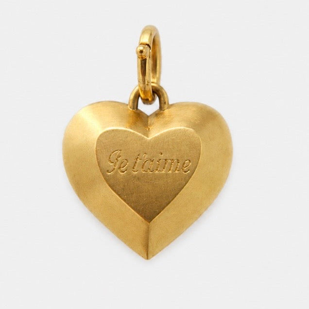 Duomo Je'taime Heart Pendant in 18K Yellow Gold